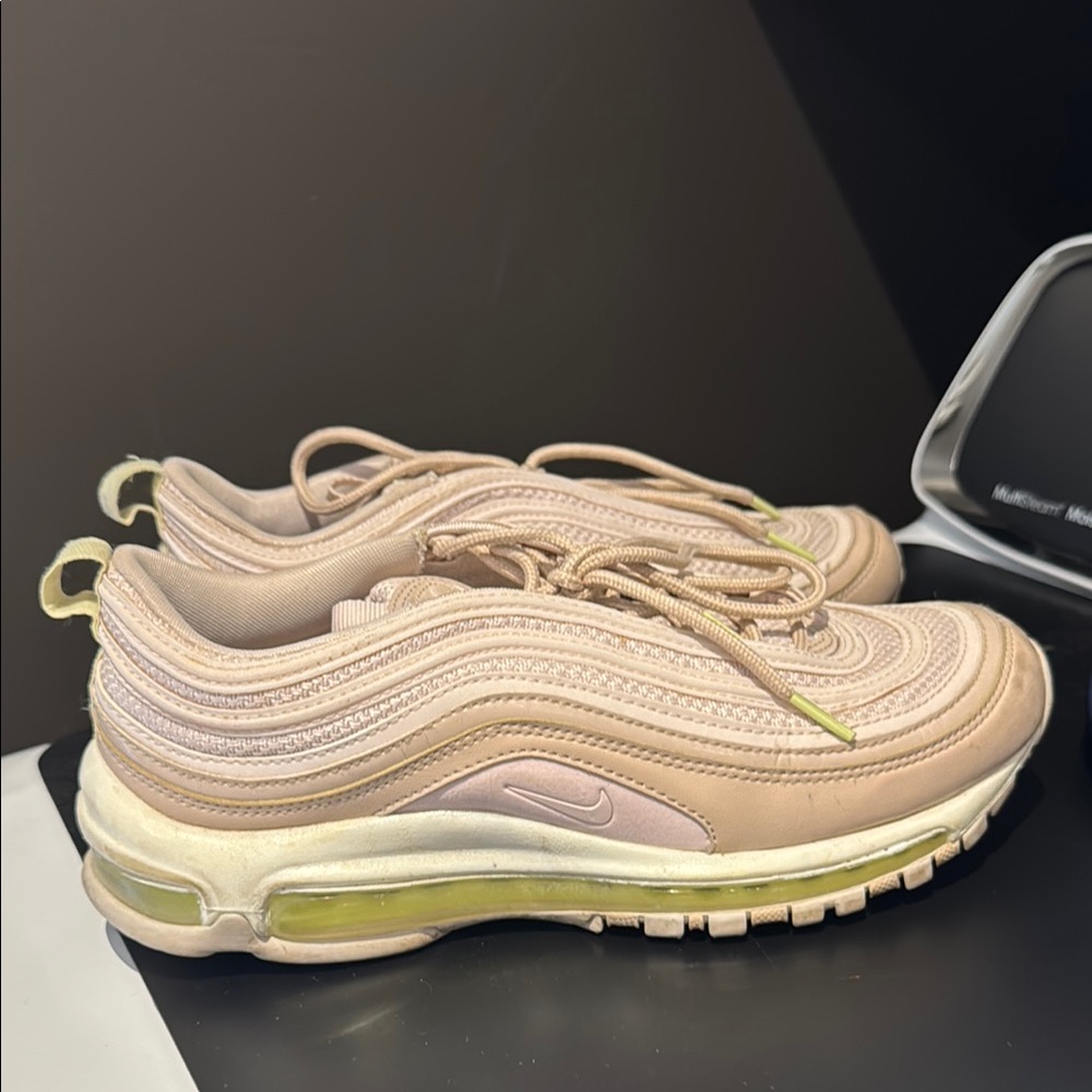 Nike Women's Air Max 97 in Tan and Lime
